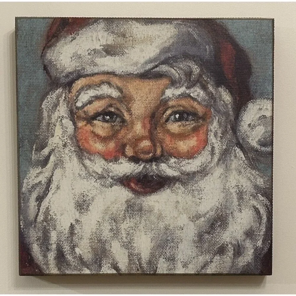 Primitives by Kathy Santa Claus Christmas Holiday Wooden Block Wall Art 16 x 16